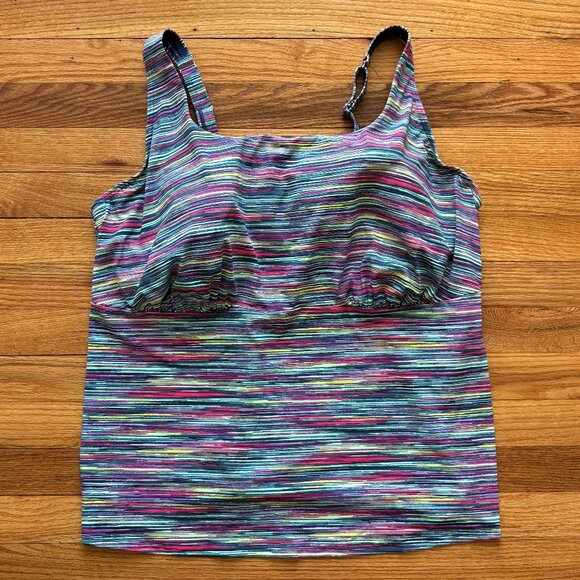 NWT Lands End Square Neck Underwire Tankini Swim Top in Navy Space Dye Size 20W - Picture 1 of 9